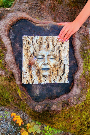 Wisdom of the Trees tree spirit sculpture styled in nature inspired home decor and sacred space